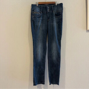 Nine Planet High Rise Wide Waist Band Three Button Jeans skinny size 15‎